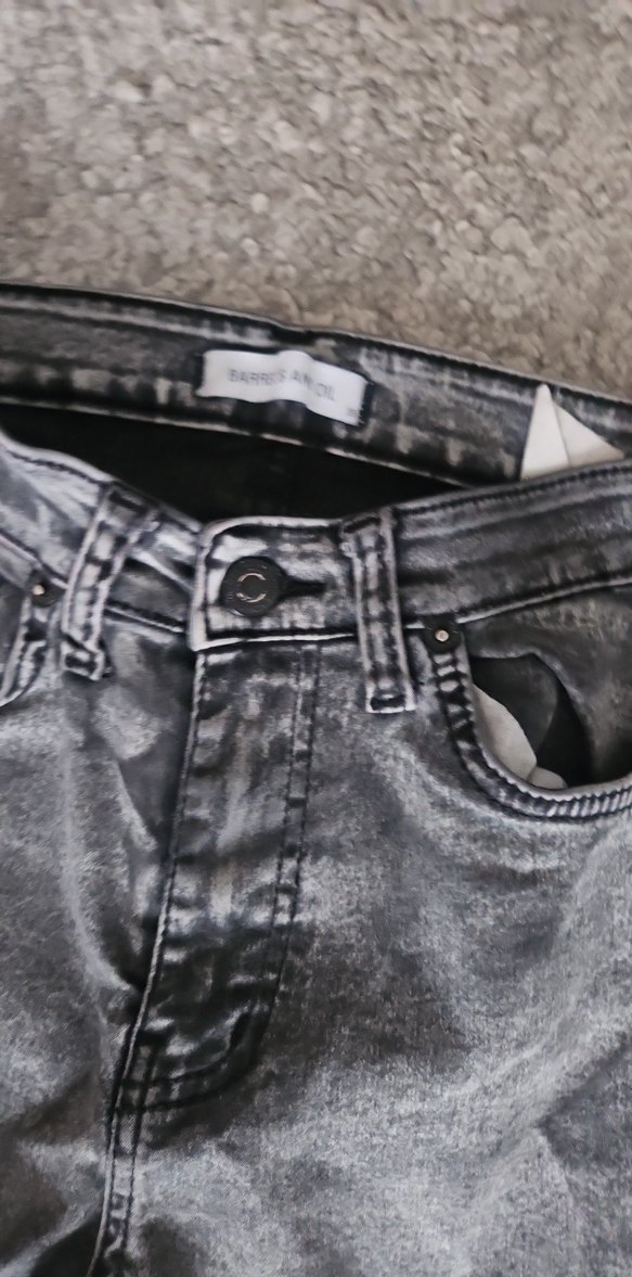 Gri Batik Desenli Kadın Denim Pantolon - Görsel 2