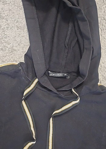 Siyah Kapüşonlu Uzun Kadın Sweatshirt - Görsel 2