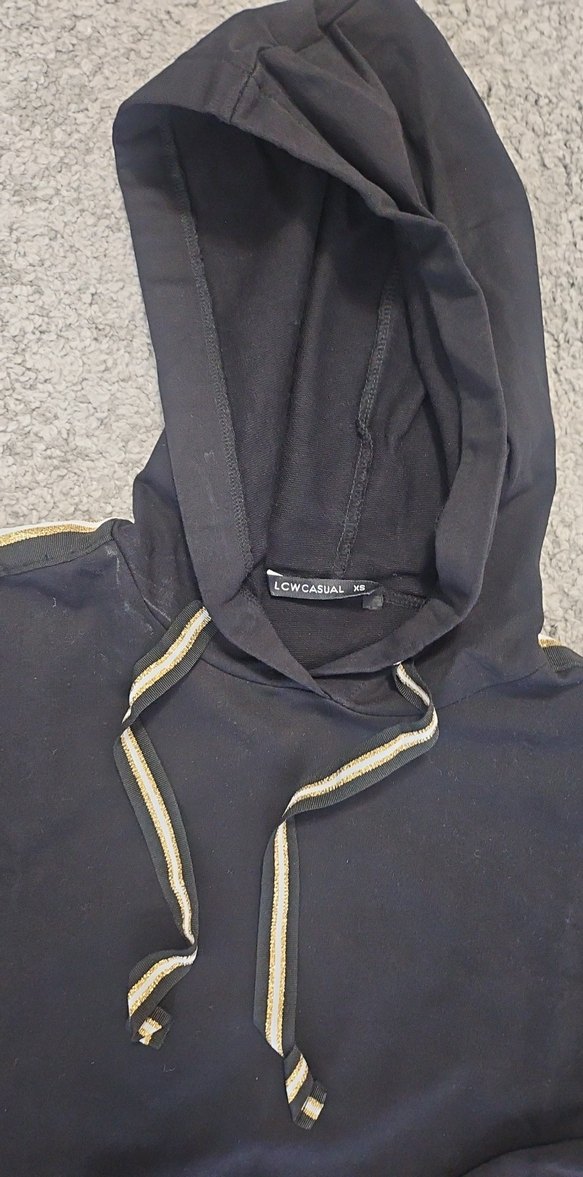 Siyah Kapüşonlu Uzun Kadın Sweatshirt - Görsel 2