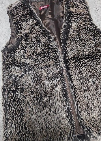 Kürk Detaylı kahve Kadın Yelek - Görsel 2