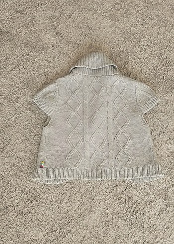 Kız Çocuk Gri Kısa Kollu Örgü Hırka - Görsel 3