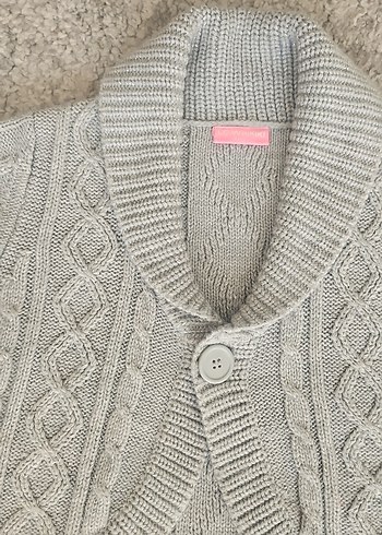 Kız Çocuk Gri Kısa Kollu Örgü Hırka - Görsel 2