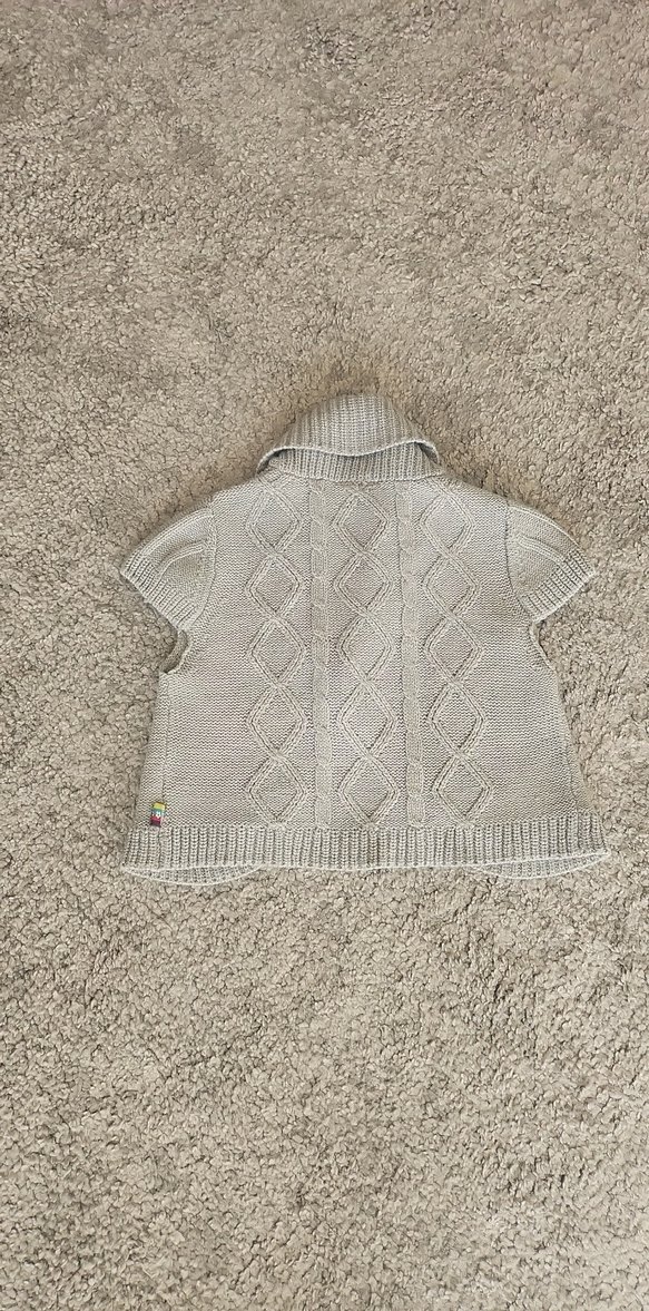 Kız Çocuk Gri Kısa Kollu Örgü Hırka - Görsel 3