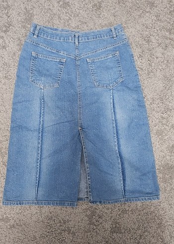 Kadın Mavi Midi Denim Etek - Görsel 3