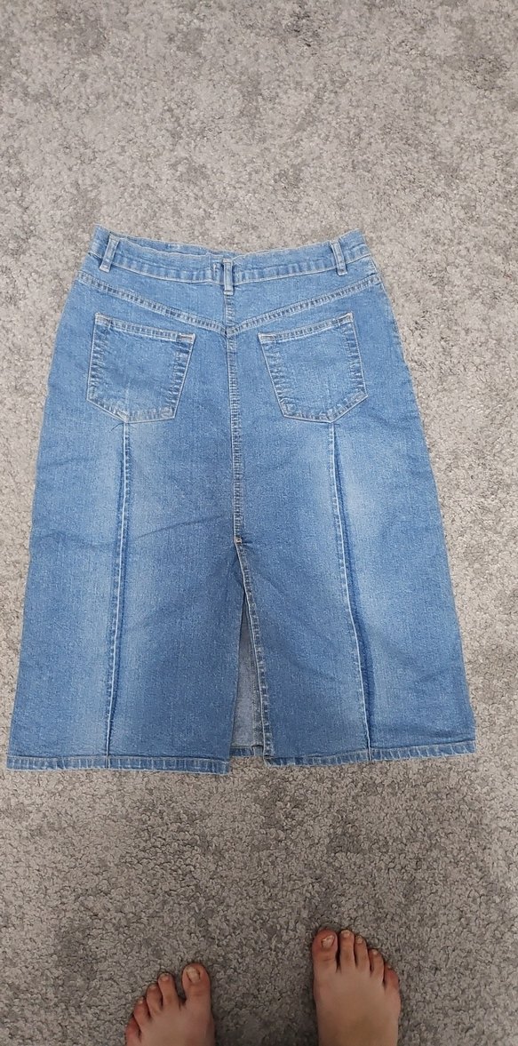 Kadın Mavi Midi Denim Etek - Görsel 3