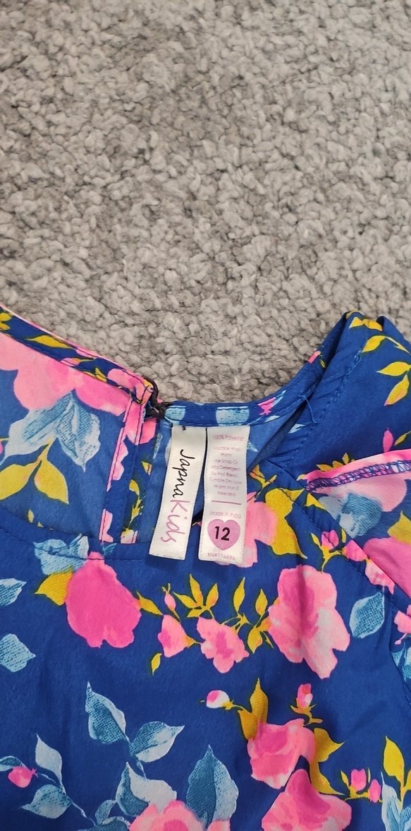 Çiçek Desenli Mavi Kız Tulum - Görsel 2