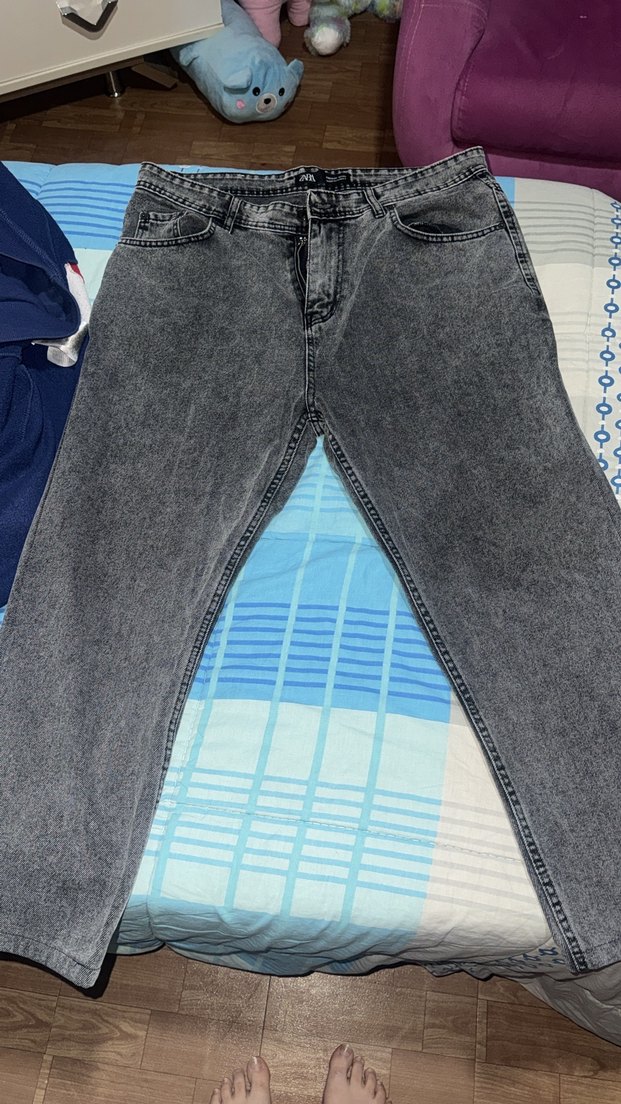 Gri Midi Boy Bol Kesim Kadın Kot Etek - Görsel 2