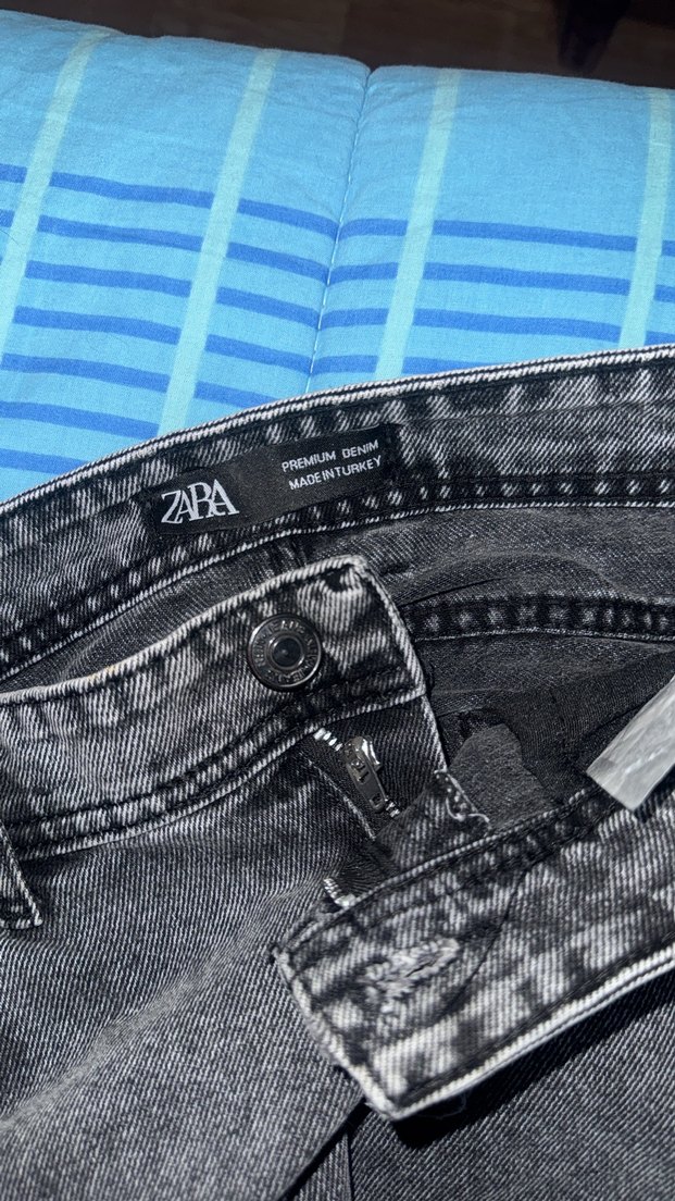 Gri Midi Boy Bol Kesim Kadın Kot Etek - Görsel 4