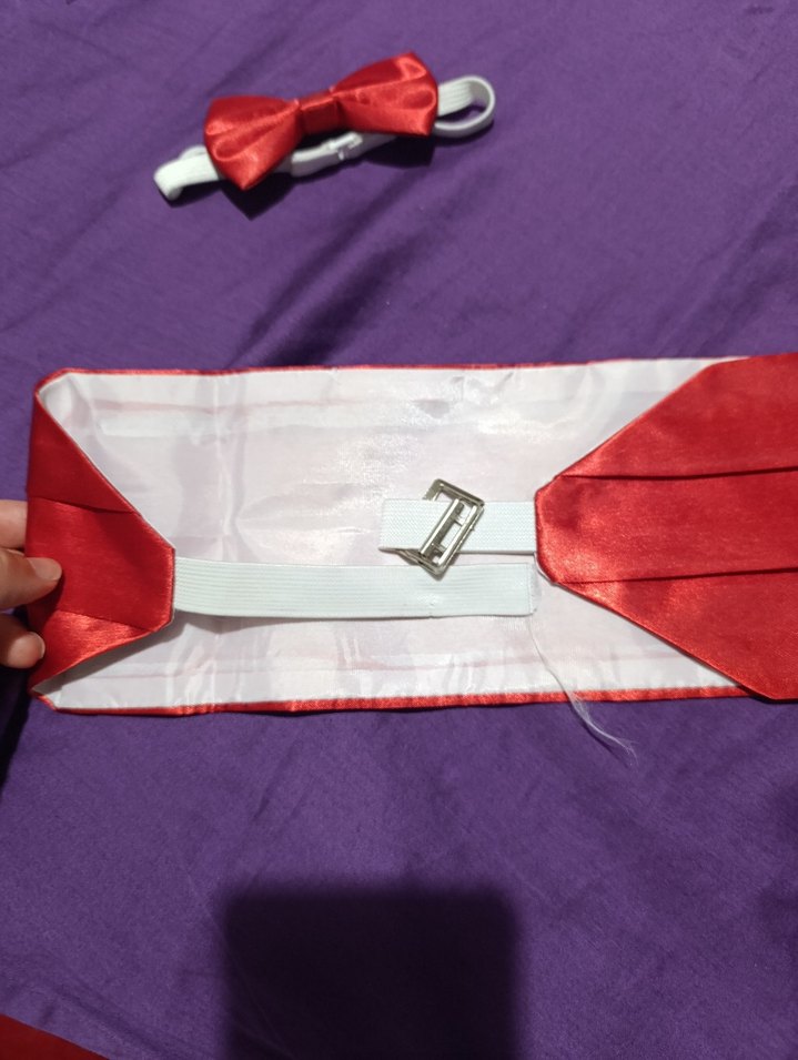 Kırmızı Saten Çocuk Papyonu ve kemeri - Görsel 3