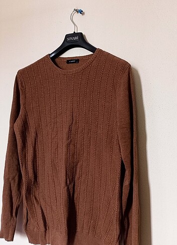 LCW Vision Kahverengi Bisiklet Yaka Uzun Kollu Erkek Triko Kazak - Görsel 3