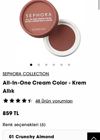 Sephora Sephora allık blush creme 01 crunchy almond