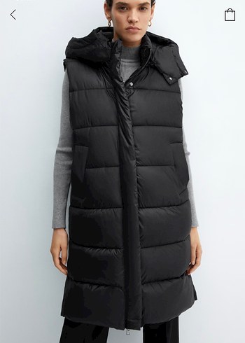 Mango kadın uzun şişme yelek - Görsel 3