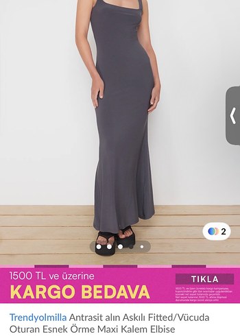 xs Beden Antrasit Askılı Fit Maxi Elbise