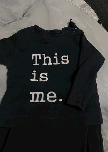 Siyah Pamuklu Uzun Kollu Bebek Takımı - Görsel 2