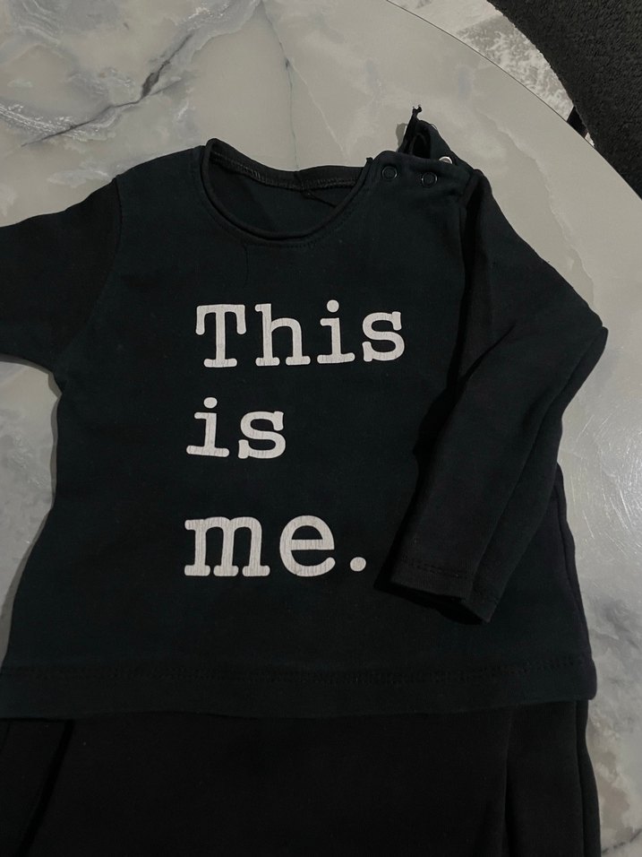 Siyah Pamuklu Uzun Kollu Bebek Takımı - Görsel 2