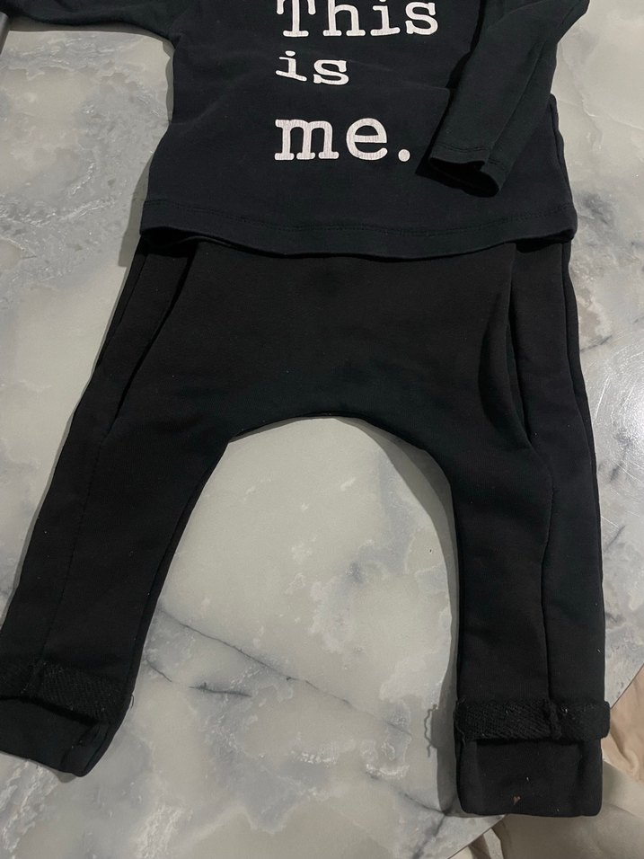 Siyah Pamuklu Uzun Kollu Bebek Takımı - Görsel 3