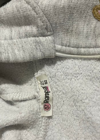 Kız Çocuk Gri Kapüşonlu Nakışlı Ceket - Görsel 2