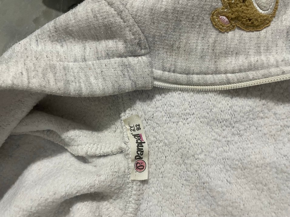 Kız Çocuk Gri Kapüşonlu Nakışlı Ceket - Görsel 2