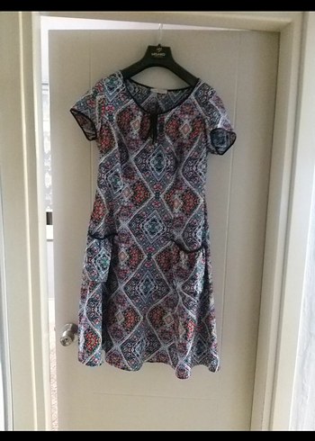 Bohem Çok Renkli Midi Elbise Dantel Detaylı - Görsel 6