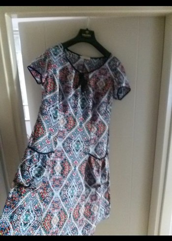 Bohem Çok Renkli Midi Elbise Dantel Detaylı - Görsel 2