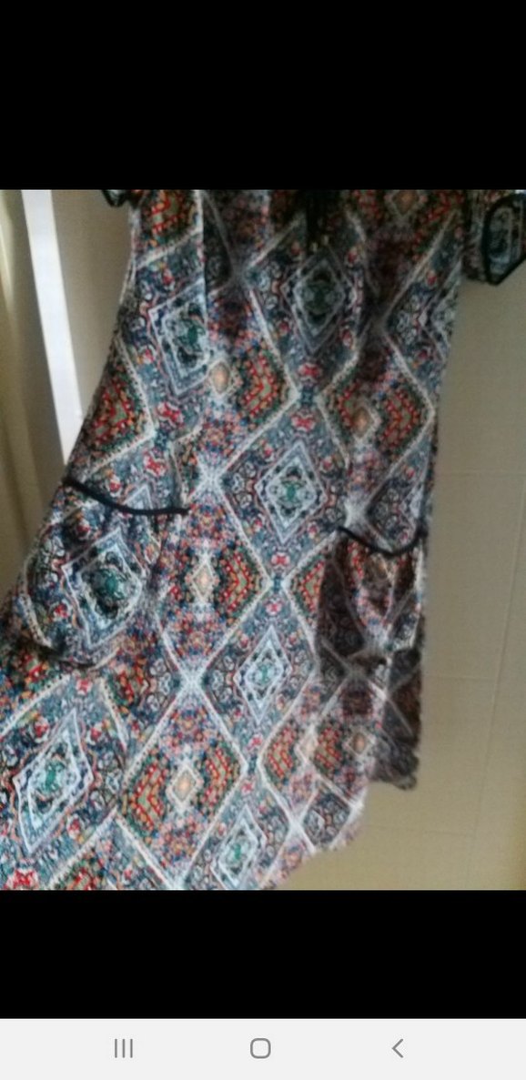 Bohem Çok Renkli Midi Elbise Dantel Detaylı - Görsel 5