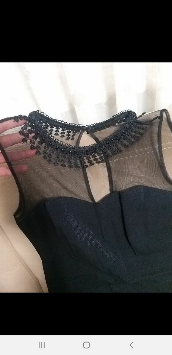 Dantel Detaylı Siyah Minii Kadın Elbise - Görsel 4