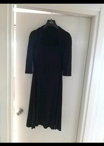 Uzun Siyah Drapeli Gotik Elbise - Görsel 6