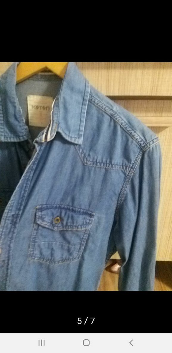 Düğmeli Mavi Denim Kadın Gömlek - Görsel 5