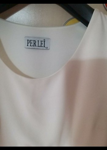 Beyaz Pilili Midi Elbise - Görsel 3