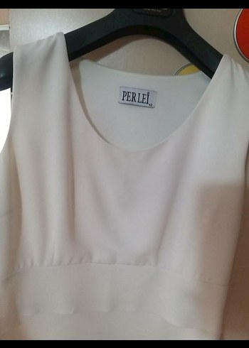 Beyaz Pilili Midi Elbise - Görsel 5