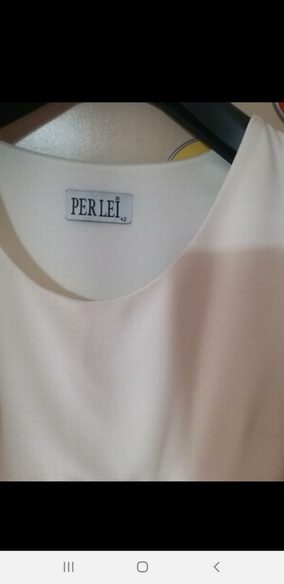 Beyaz Pilili Midi Elbise - Görsel 3