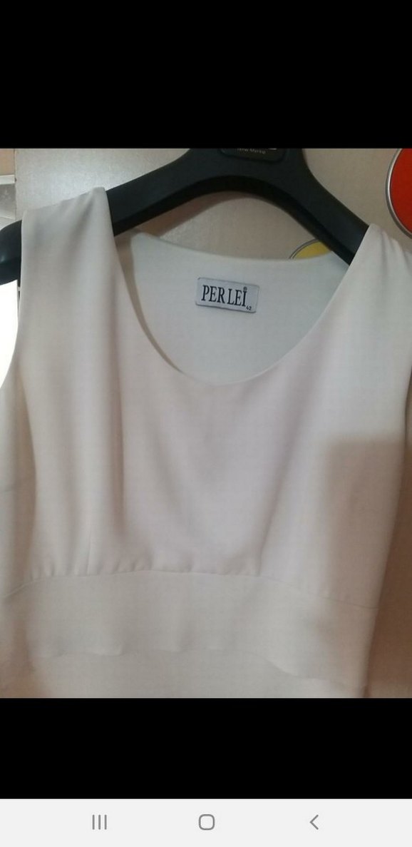 Beyaz Pilili Midi Elbise - Görsel 5