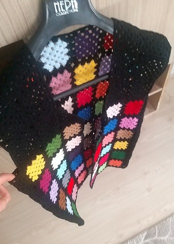 Çok Renkli Örgü Bohem Yelek - Görsel 4