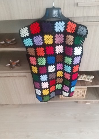 Çok Renkli Örgü Bohem Yelek - Görsel 3