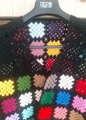 Çok Renkli Örgü Bohem Yelek - Görsel 7