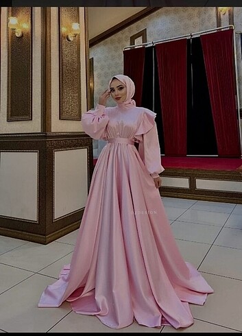 Tesettür pembe abiye 