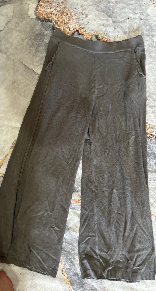 Gri Kadın Keten Salaş Pantolon - Görsel 4