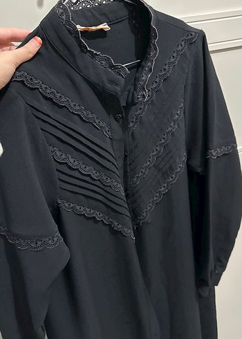 Uzun Siyah Gotik Keten Elbise - Görsel 2