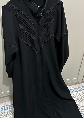 Uzun Siyah Gotik Keten Elbise - Görsel 4