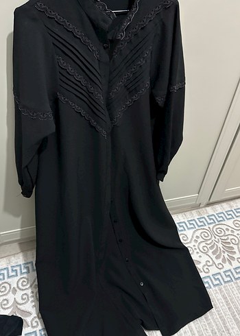 Uzun Siyah Gotik Keten Elbise - Görsel 3