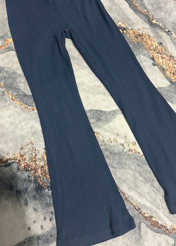 Kadın Mavi Pilili İspanyol Paça Pantolon - Görsel 6