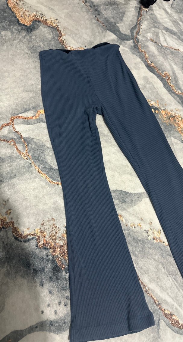 Kadın Mavi Pilili İspanyol Paça Pantolon - Görsel 5