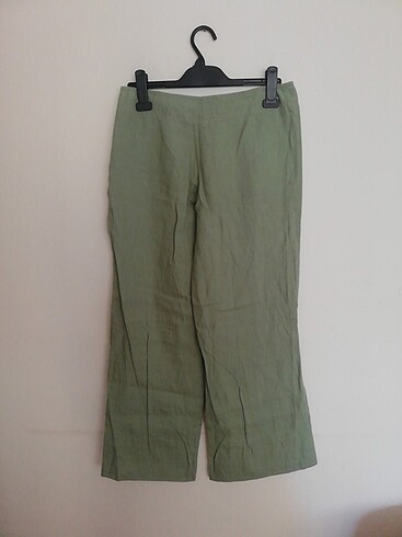 38 Beden yeşil Renk Çağla yeşili keten pantolon, mudo