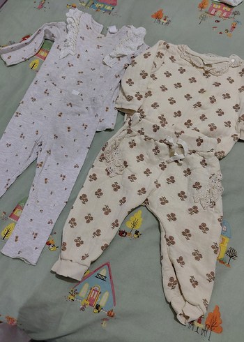 Kız Bebek Uzun Kollu Dantel Detaylı Kahverengi Takım