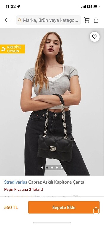 Stradivarius çapraz askılı kapitone çanta