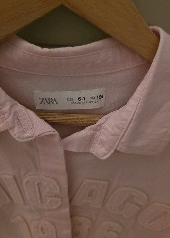 Zara kız çocuk Pembe Düğmeli Uzun Kollu gömlek 6-7 yaş - Görsel 3
