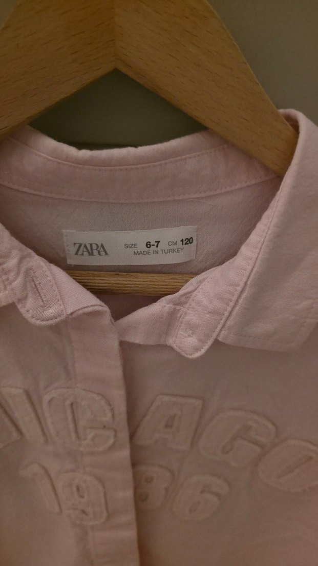 Zara kız çocuk Pembe Düğmeli Uzun Kollu gömlek 6-7 yaş - Görsel 3