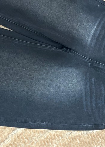 Düğmeli Siyah Salaş ünisex Kot Pantolon - Görsel 3