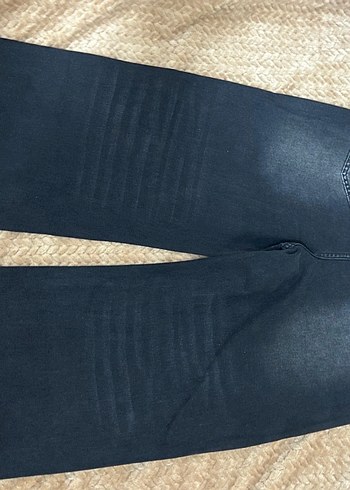 Düğmeli Siyah Salaş ünisex Kot Pantolon - Görsel 4