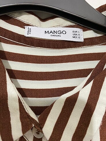 l Beden kahverengi Renk Mango çizgili gömlek